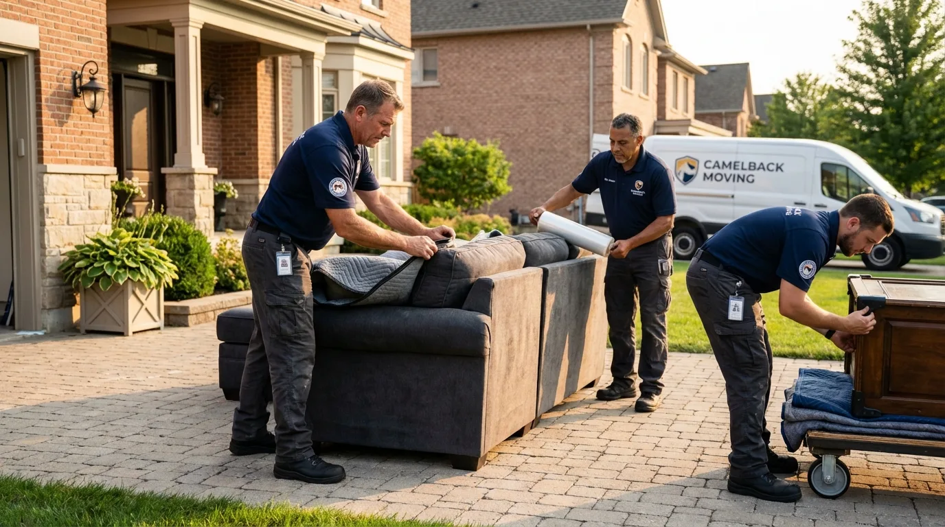 Large estate moving crew wrapping furniture in Texarkana, AR