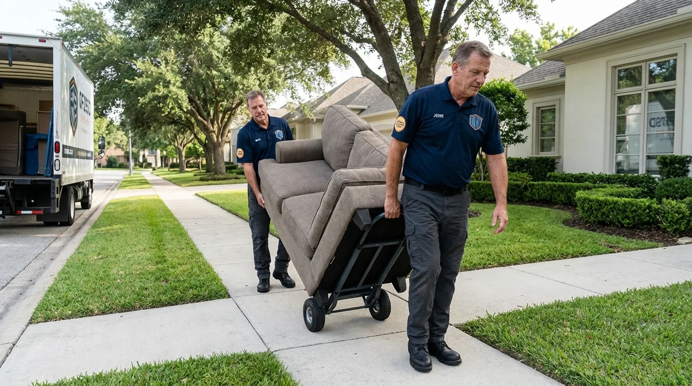 Local residential moving crew loading furniture in Texarkana, AR